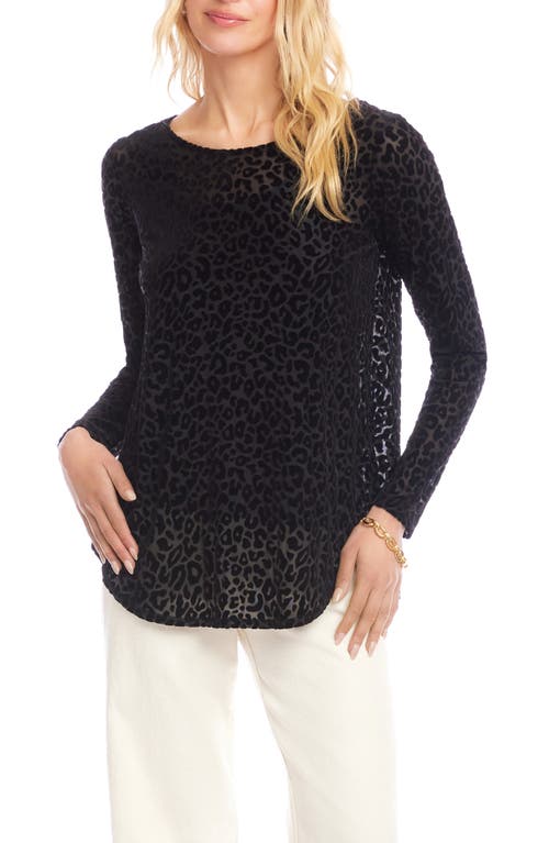 Karen Kane Leopard Spot Velvet Burnout Shirttail Top In Animal Print