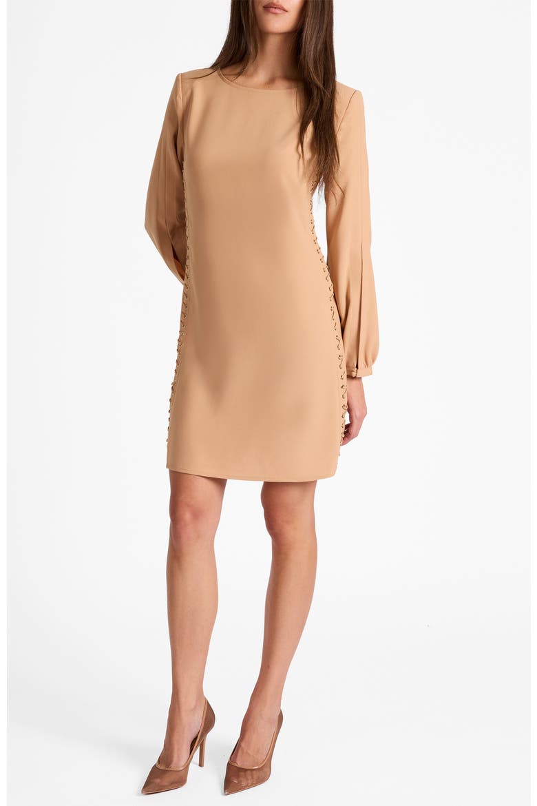 Pauli Shift Dress in Satin Back Crepe, Alternate, color, HAZELWOOD