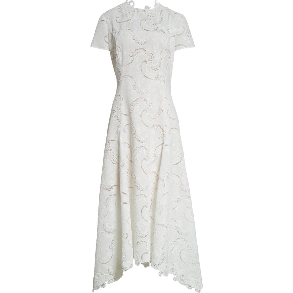 OSCAR DE LA RENTA OSCAR DE LA RENTA SCROLL GUIPURE LACE DRESS
