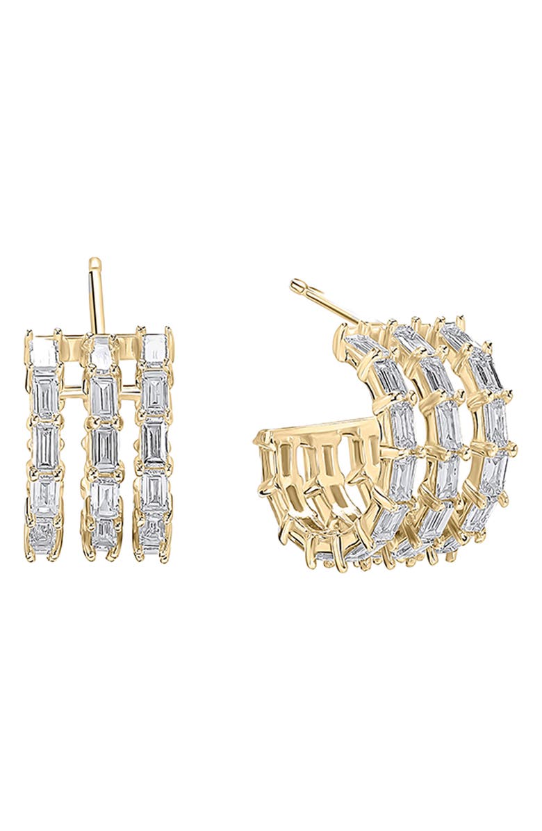 LANA Triple Row Baguette Diamond Huggies, Main, color, Yellow Gold