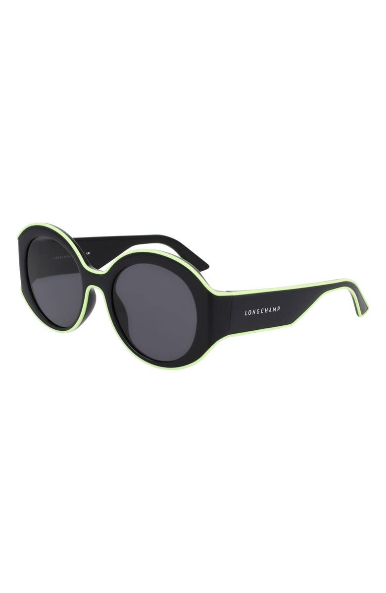 Longchamp Heritage 53mm Oval Sunglasses, Alternate, color, Black