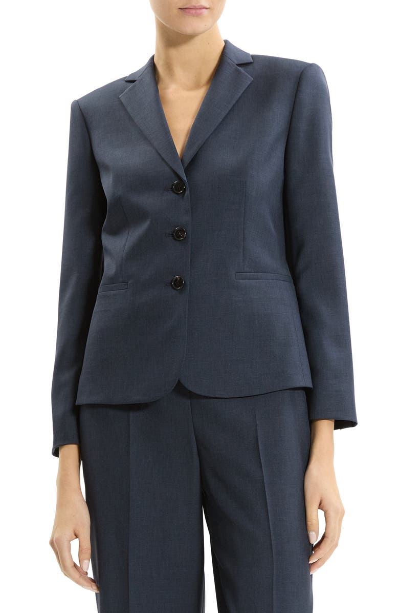 Theory Shrunken Three-Button Jacket, Main, color, Nocturne Navy