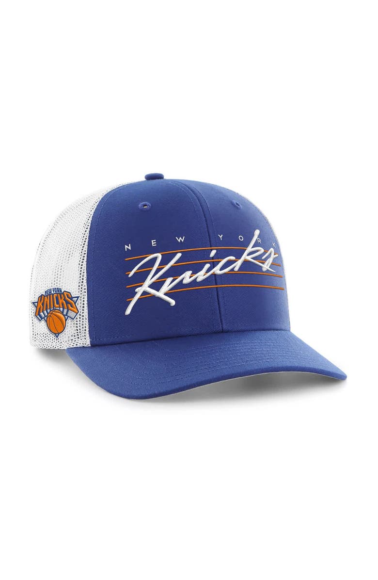 '47 Men's '47 Blue New York Knicks Downburst Trucker Adjustable Hat, Main, color, Blue