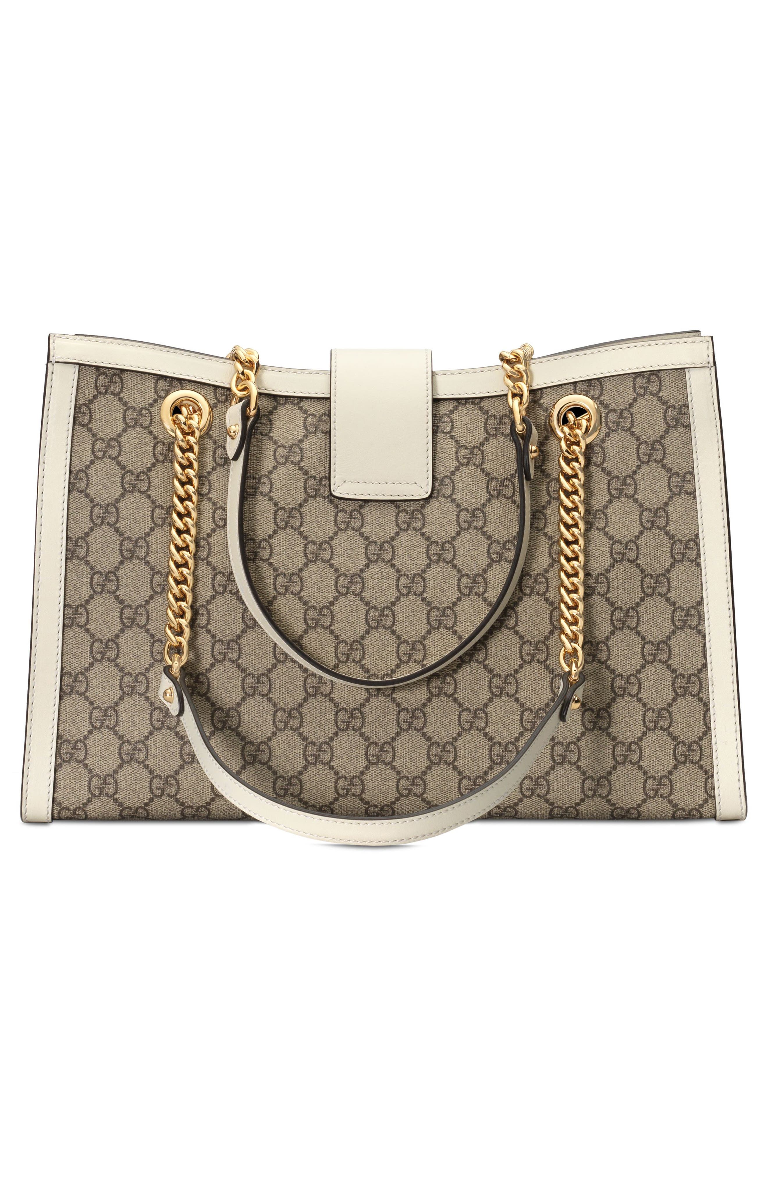 Medium Padlock GG Supreme Canvas Tote, Alternate, color, BEIGE EBONY/ MYSTIC WHITE