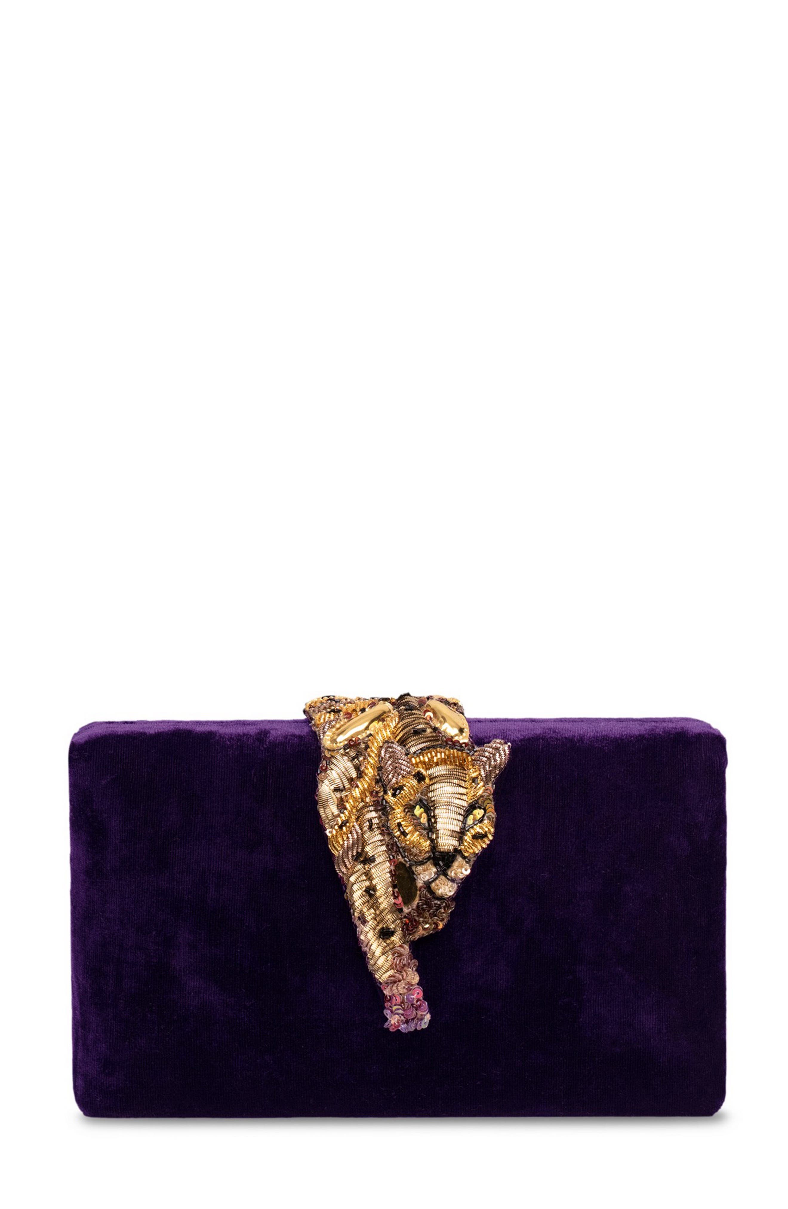 Simitri Velvet Rakaa Clutch, Main, color, 
