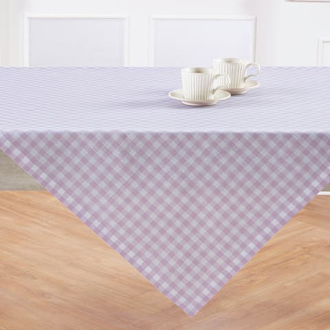Linen Table Throw 52 x 52 Inch for Dining Table, Holiday and Everyday Table Decor - Gingham Check