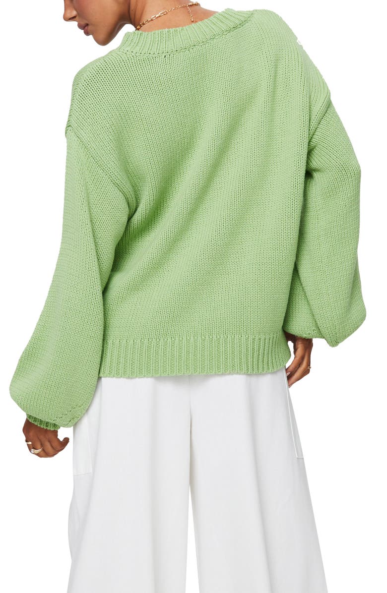 Princess Polly Harmony Balloon Sleeve Sweater, Alternate, color, Sage