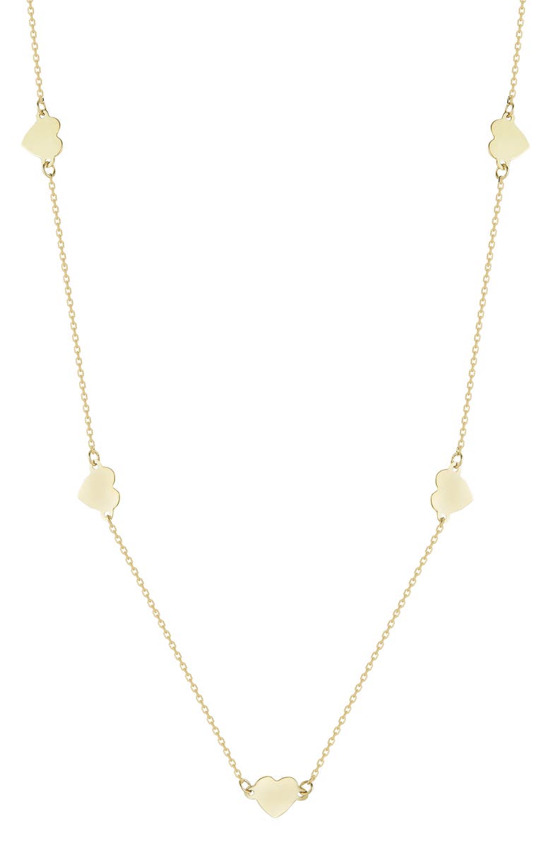 Ember Fine Jewelry 14K Gold Heart Station Necklace, Main, color, Gold