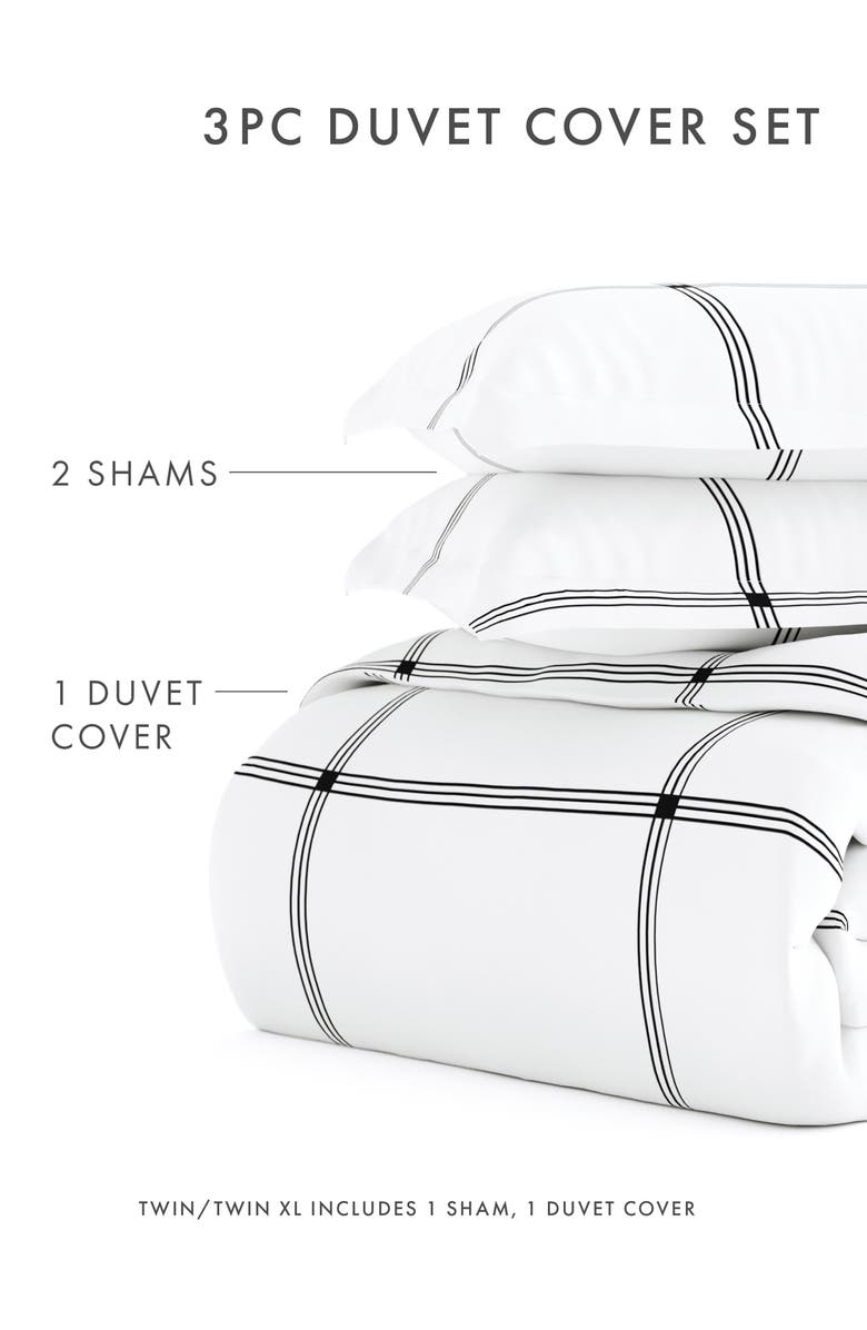 HOMESPUN Premium Ultra Soft Grid 3-Piece Duvet Cover Set, Alternate, color, Gray