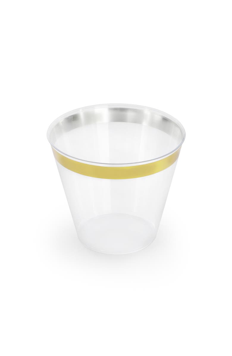 Elama 150 Piece Disposable Plastic Dinnerware Party Set, Alternate, color, Gold