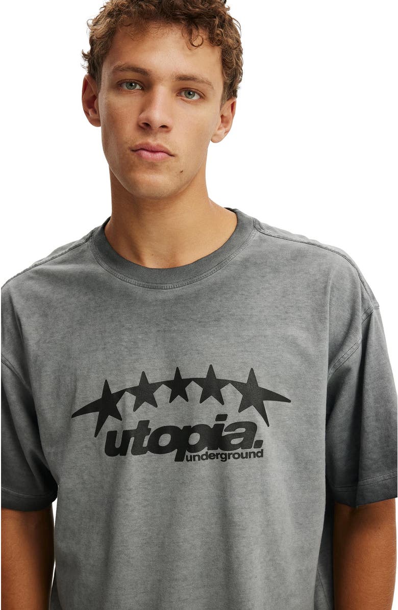 Cotton On Men's Box Fit Graphic T-Shirt, Alternate, color, Curve Star  Washed Black