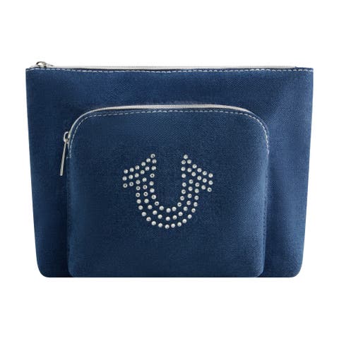 Trapezoid Zip Cosmetic Bag with Exterior Zip Pocket