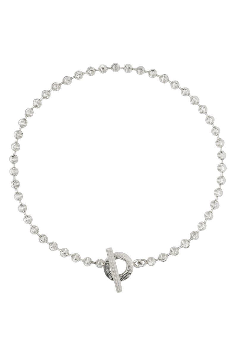 Gucci Boule Toggle Necklace, Main, color, Sterling Silver