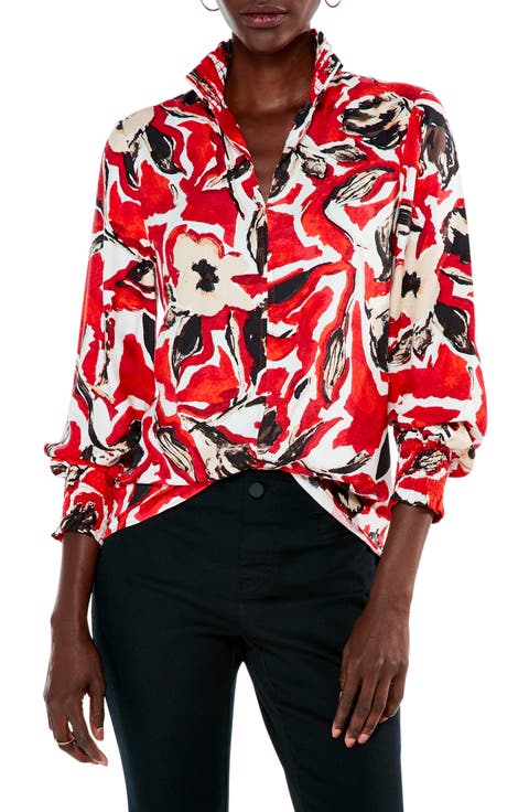 Petal Pop Print Smocked Blouse