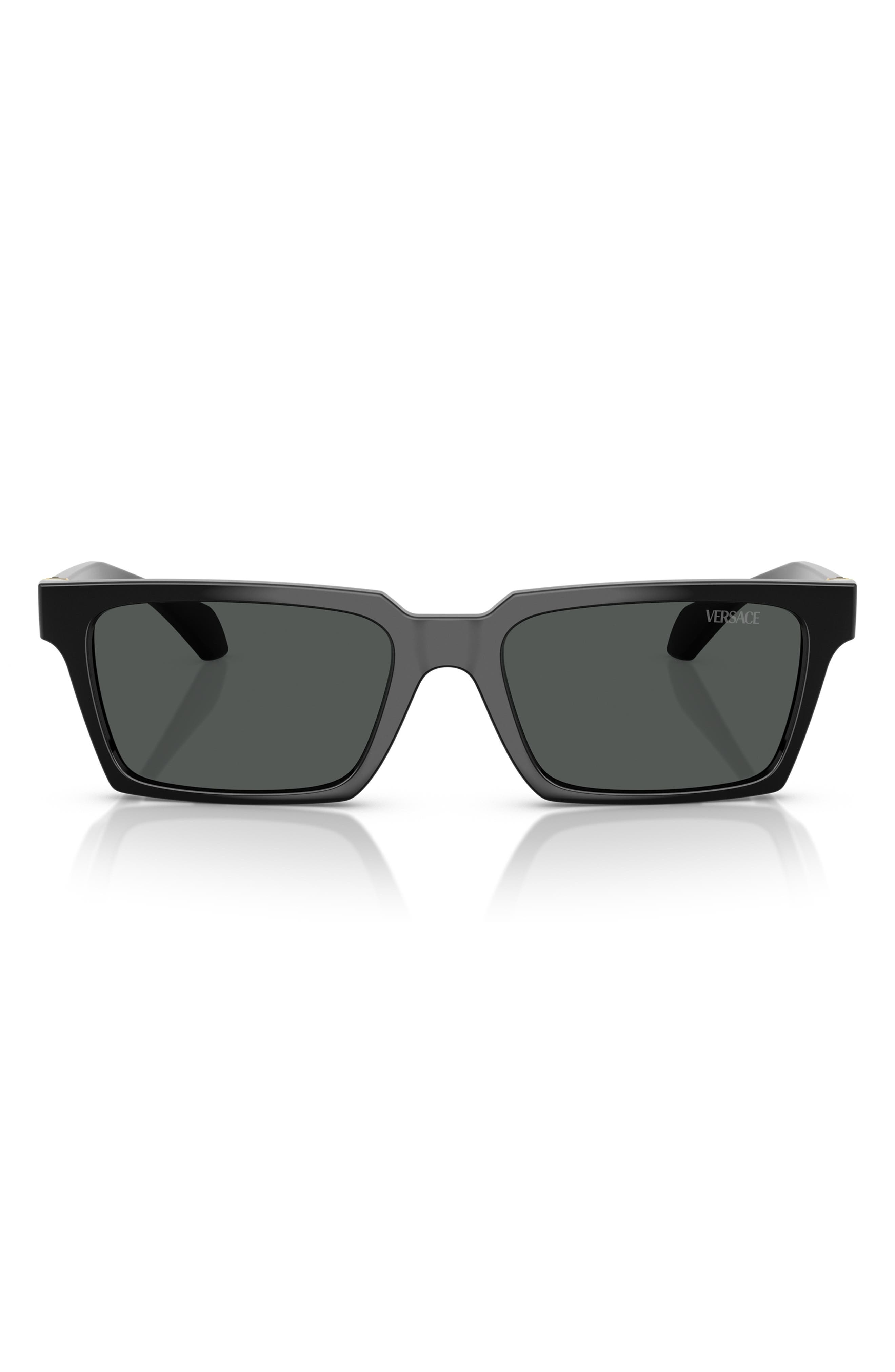 Versace 55mm Rectangular Sunglasses In Black