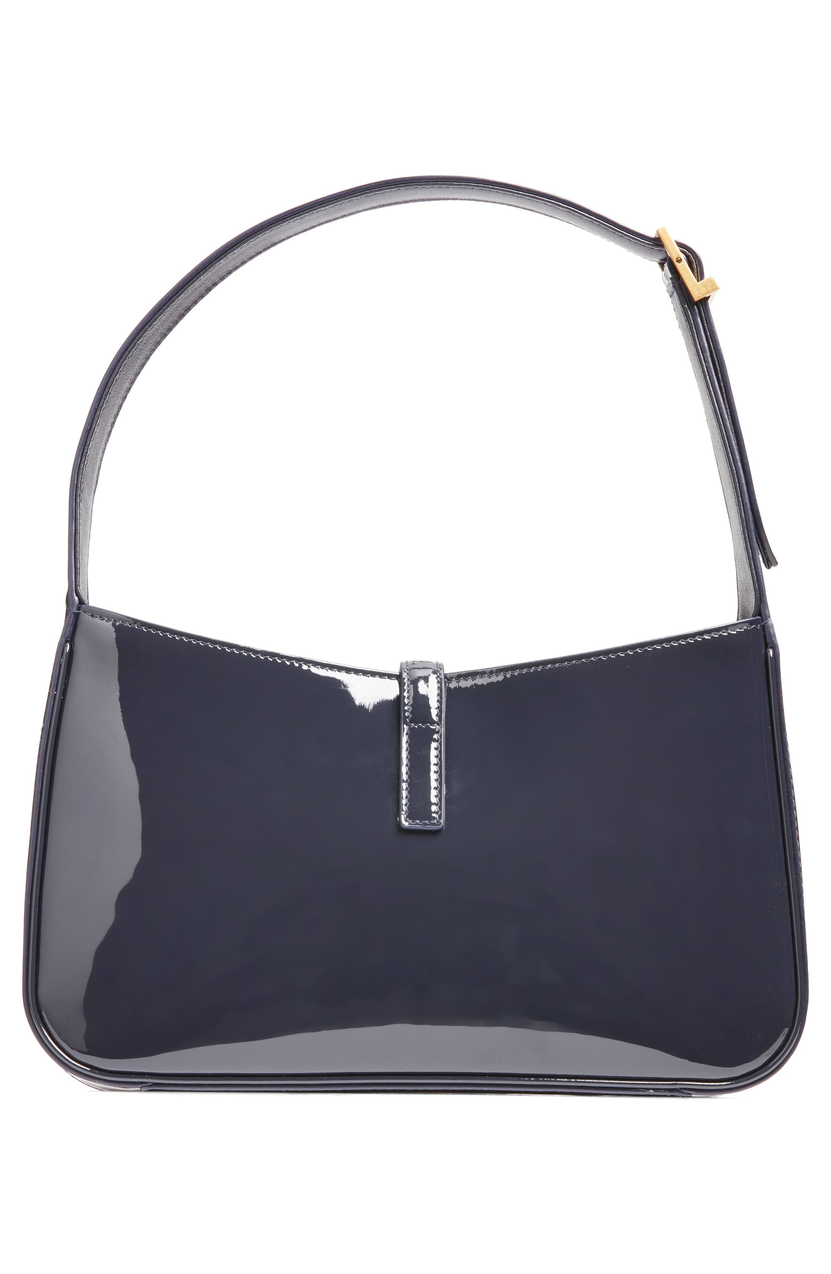 Saint Laurent Le 5 à 7 Patent Leather Hobo, Alternate, color, Midnight Blue