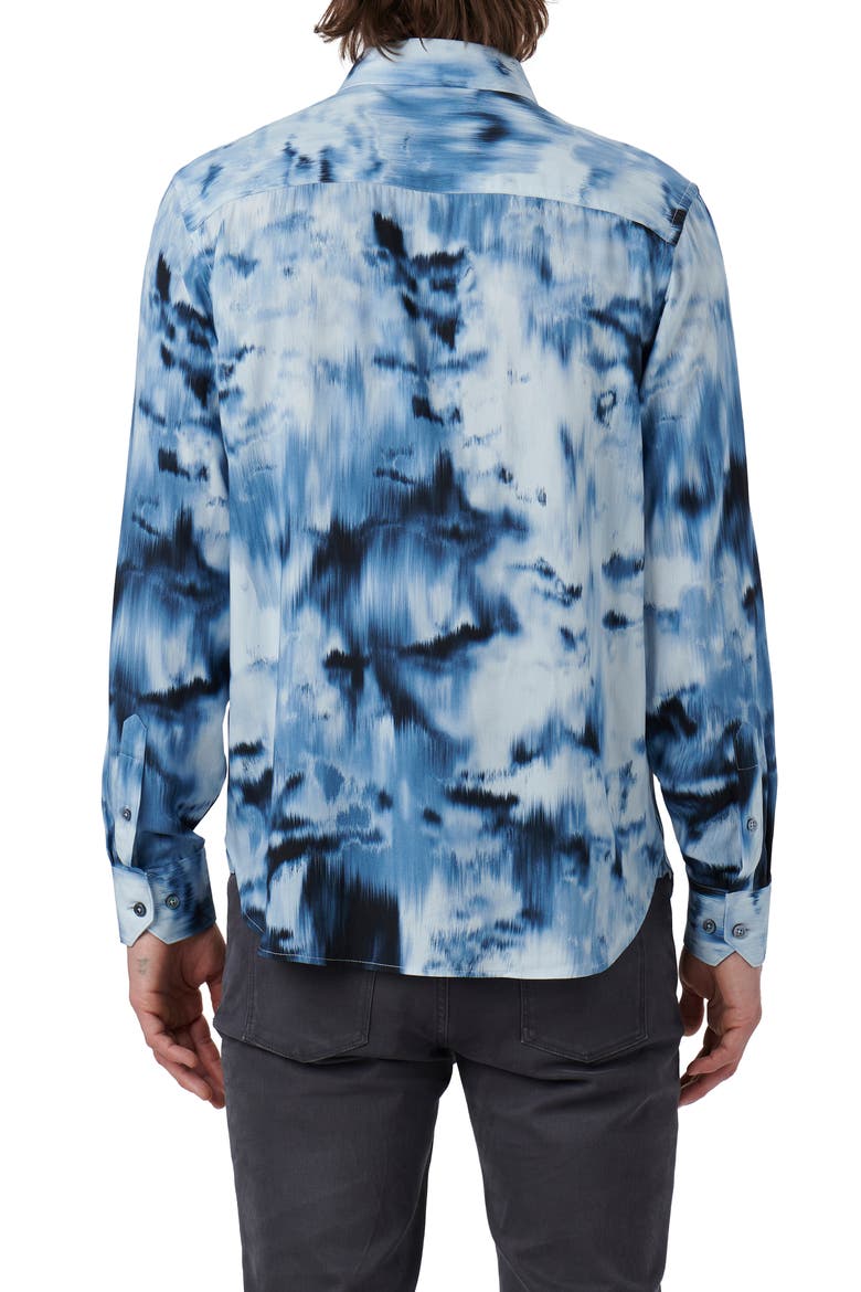 Julian Shaped Fit Abstract Airbrush Print Button-Up Shirt, Alternate, color, DUSTY BLUE