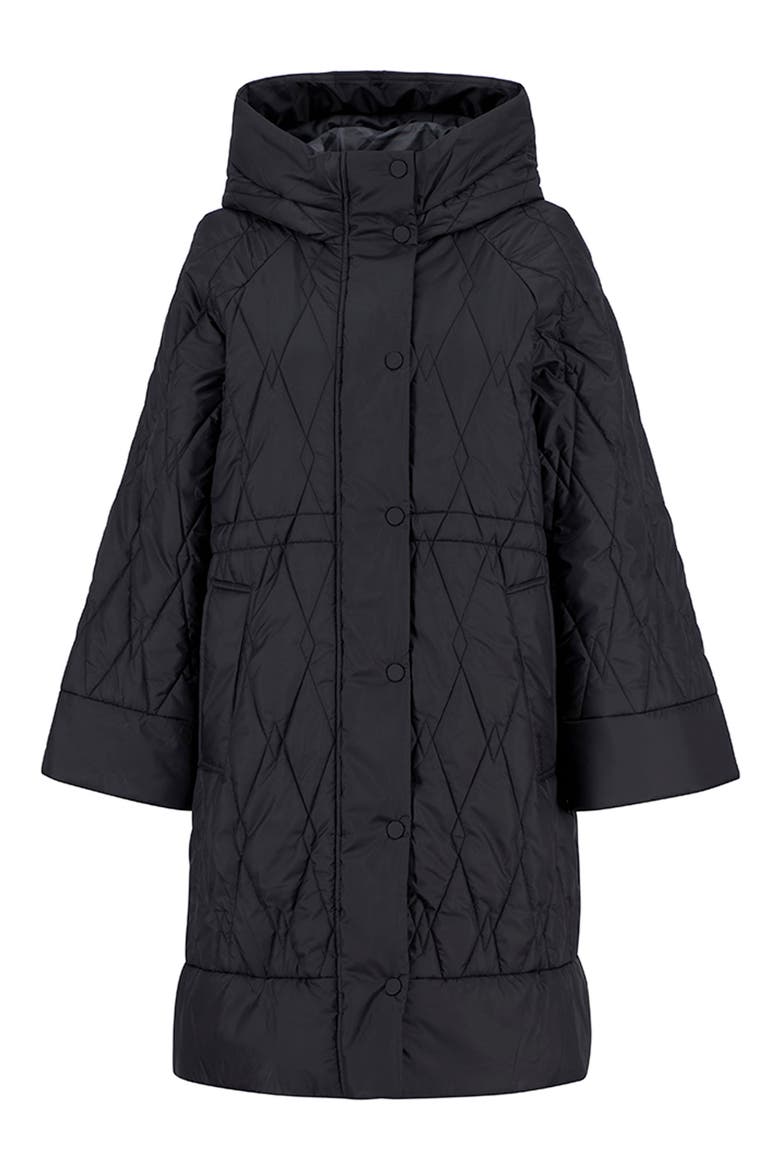 Celina Quilted Hooded Coat, Alternate, color, BLACK/ ONYX TARTAN