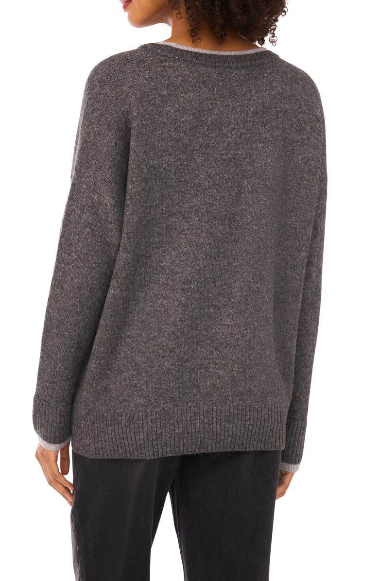 Halogen<sup>®</sup> Tipped Crewneck Sweater, Alternate, color, Medium Heather Grey
