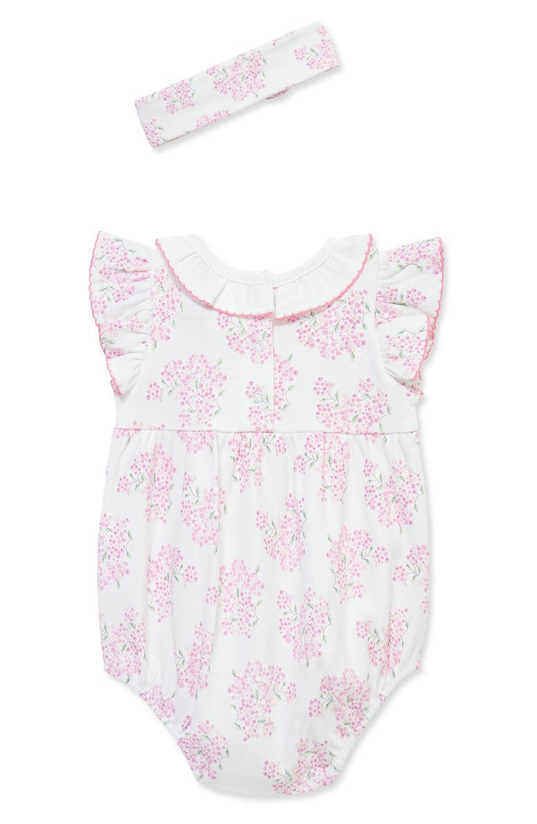 Little Me Hydrangea Knit Romper & Headband Set, Alternate, color, Floral