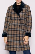 MELLODAY Plaid Faux Fur Topper Coat