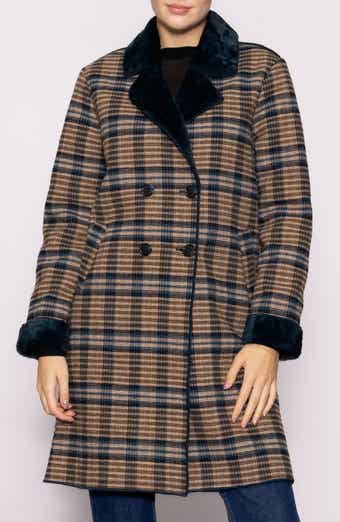 MELLODAY Plaid Faux Fur Topper Coat