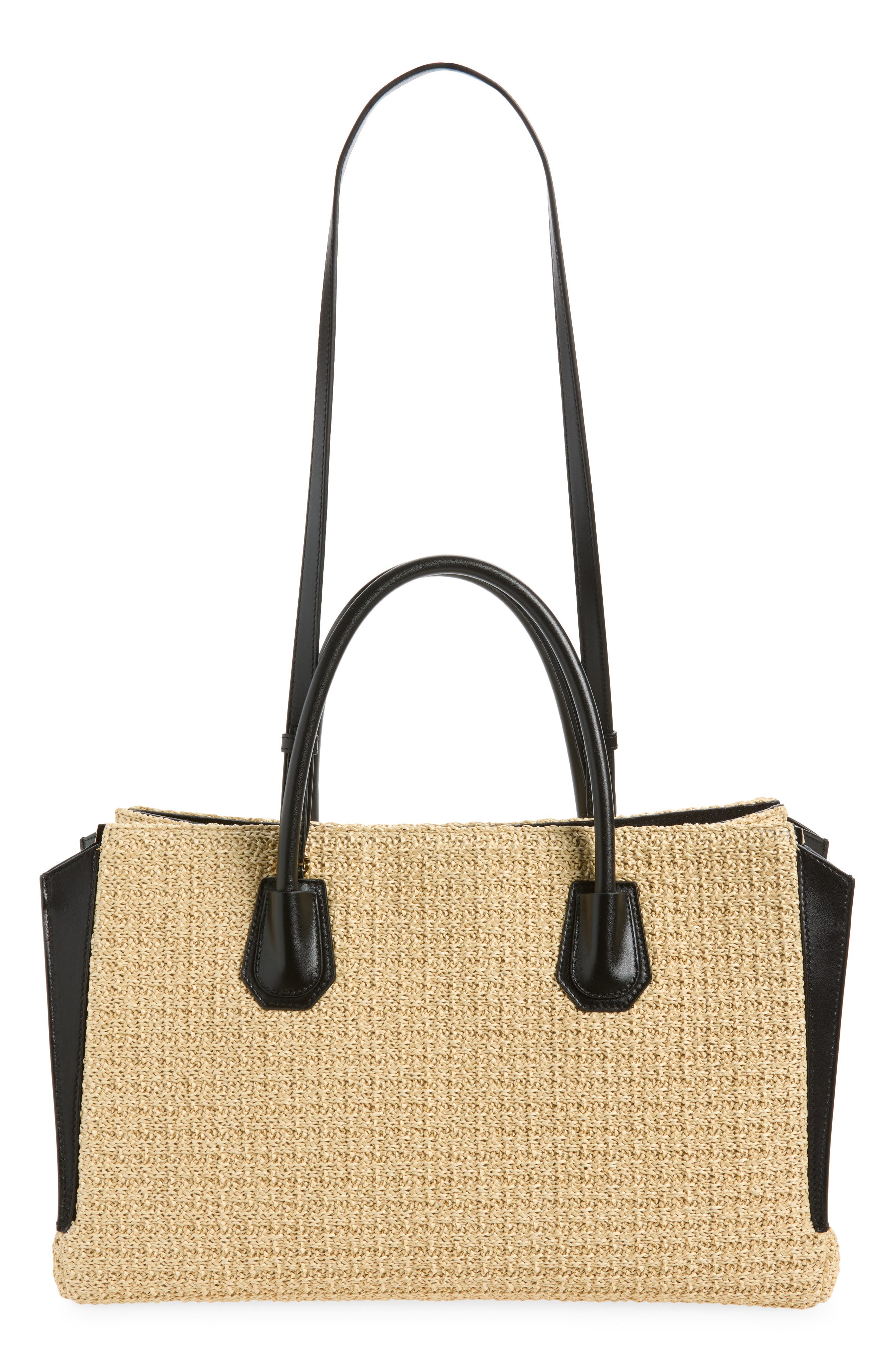 Medium Antigona Raffia Effect & Leather Catchall, Alternate, color, NATURAL