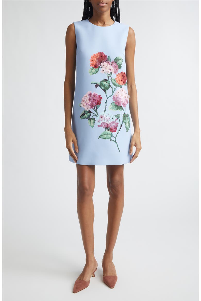 Hydrangea Embroidered Sleeveless Shift Minidress, Main, color, CLOUDY BLUE MULTI