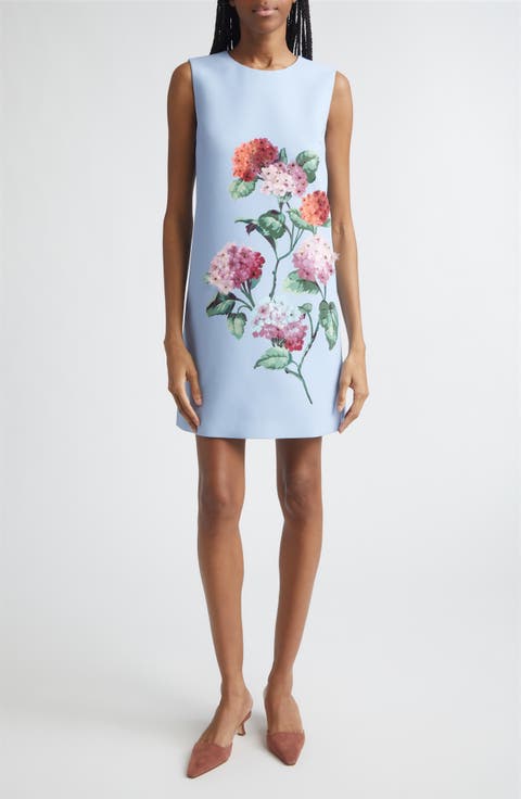Hydrangea Embroidered Sleeveless Shift Minidress