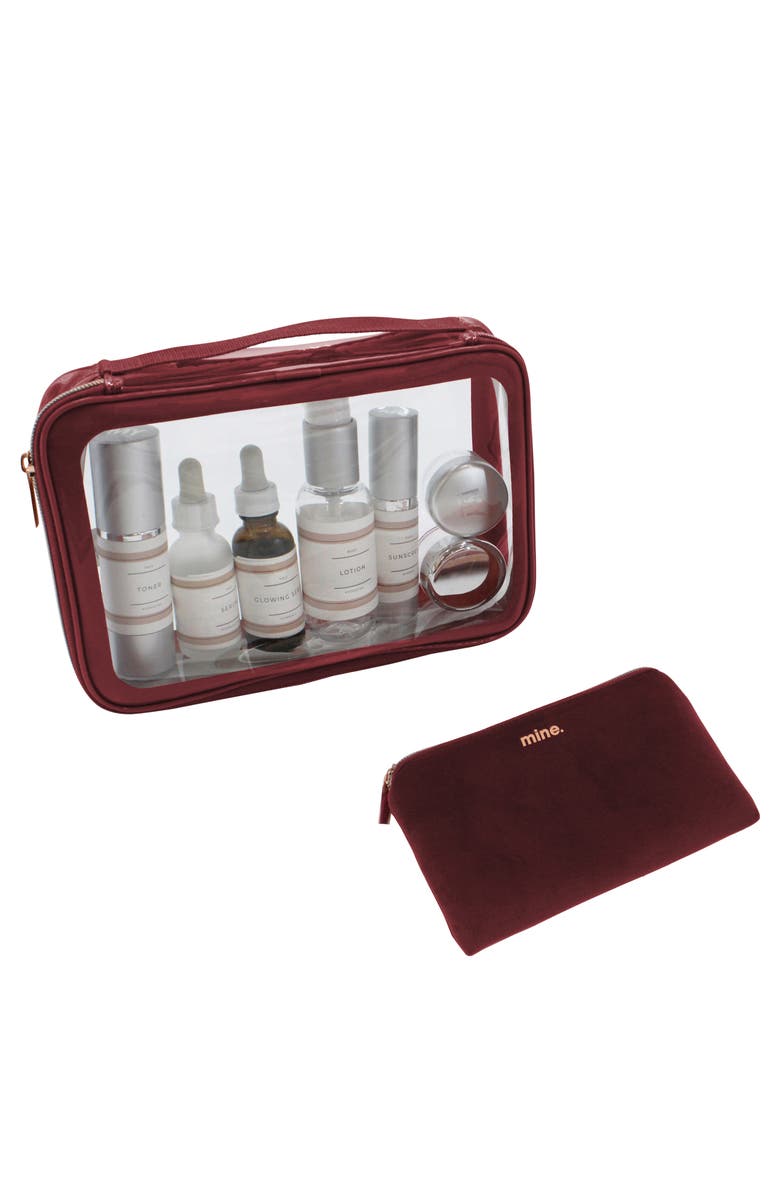 MYTAGALONGS Clear Beauty Case & Velour Pouch Set, Alternate, color, 