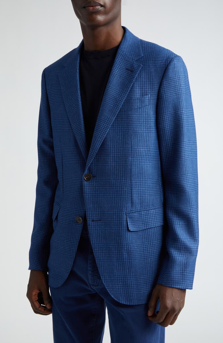ZEGNA Glen Plaid Cashmere Blend Sport Coat, Alternate, color, Blue