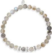 Jan Leslie Labradorite Beaded Stretch Bracelet With Antique Sterling Silver Spacers
