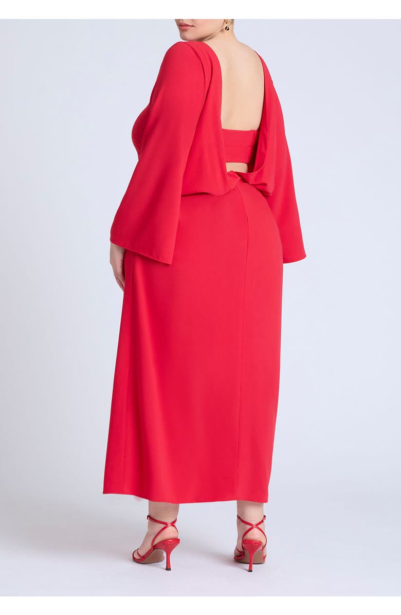 ELOQUII Back Drape Maxi Dress, Alternate, color, High Risk Red