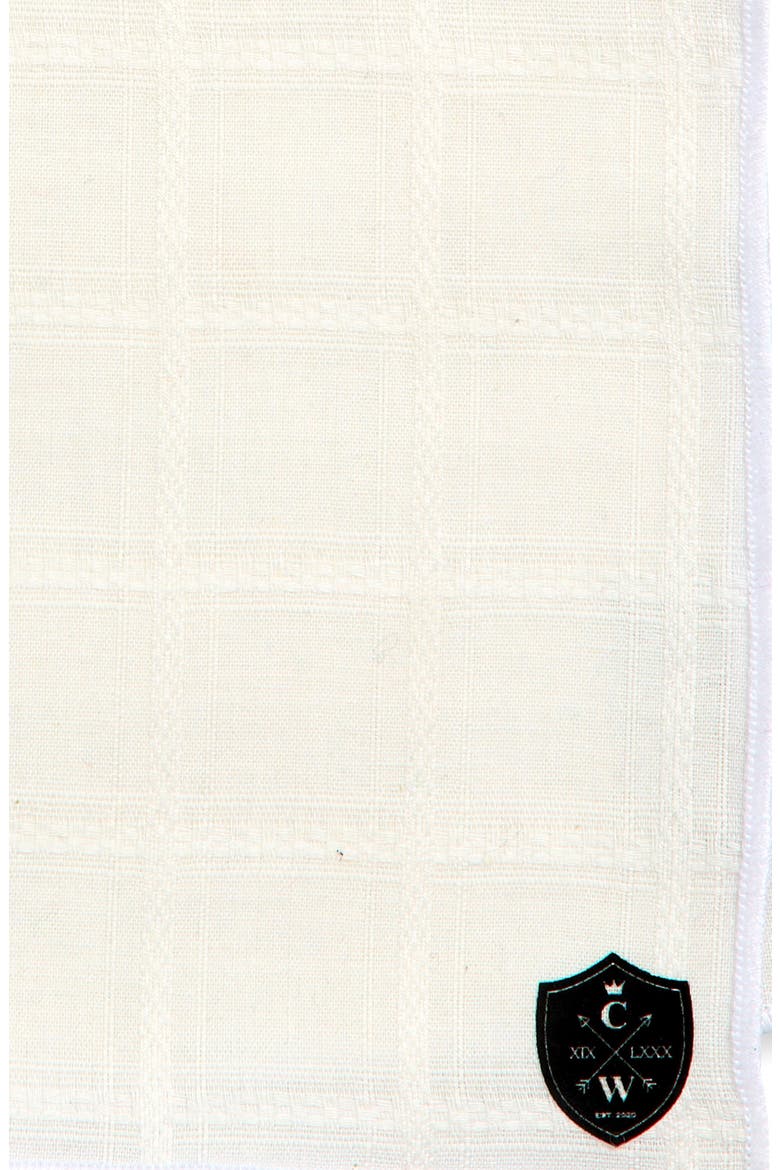 White Windowpane Linen Pocket Square, Alternate, color, WHITE
