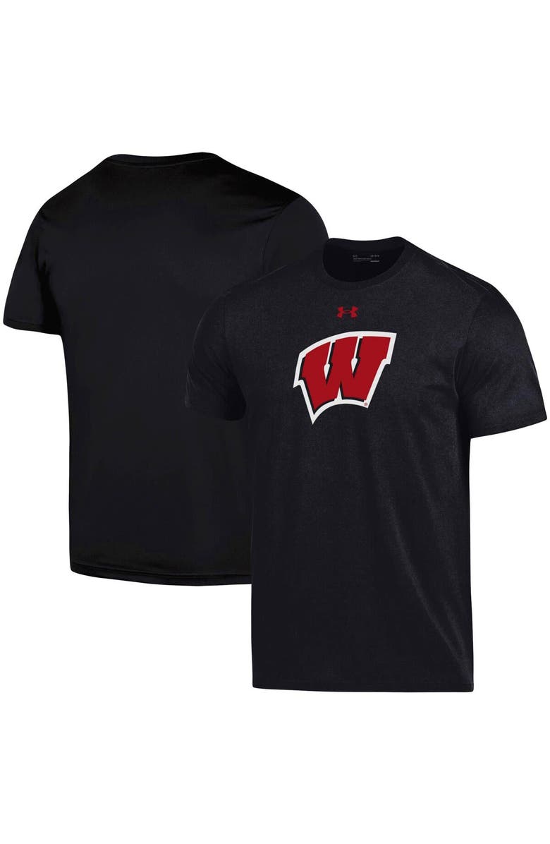 Under Armour Men's Under Armour Black Wisconsin Badgers School Logo Performance Cotton T-Shirt, Alternate, color, 