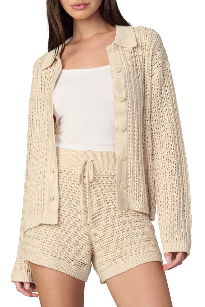 The Arlo Open Stitch Cardigan, Main, color, CREME BRULEE