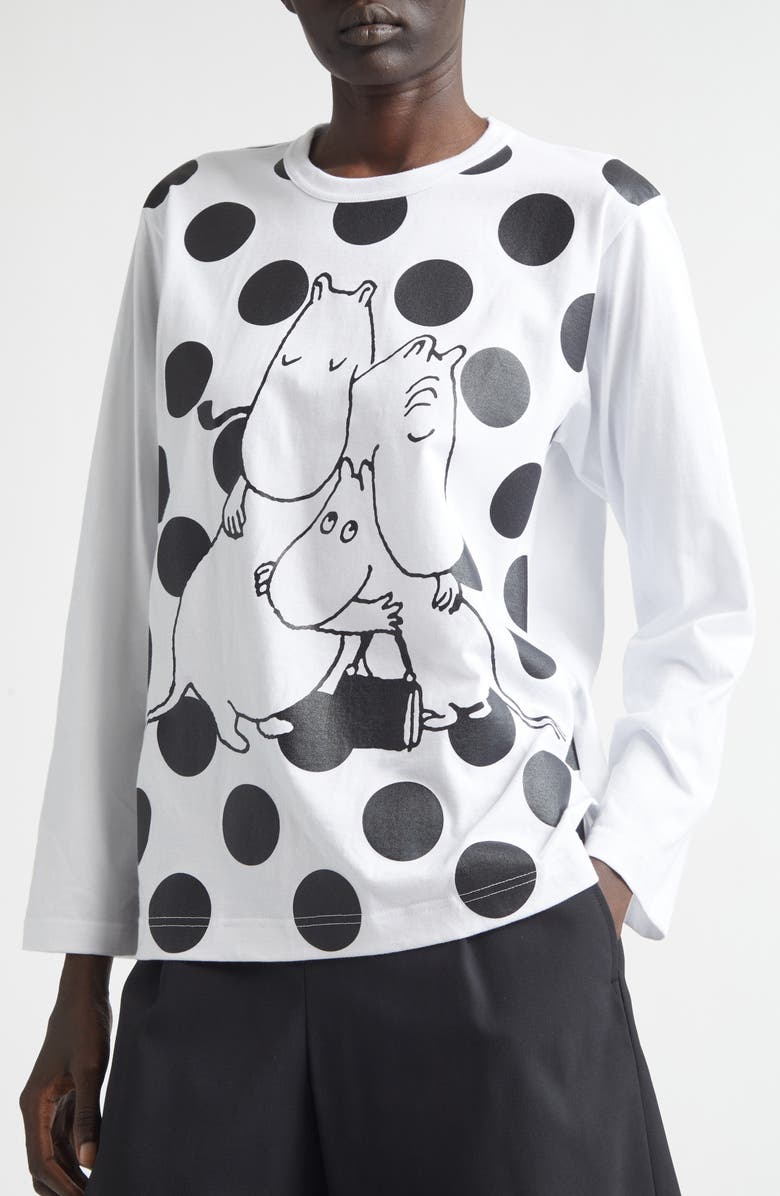 Tao Comme des Garçons Moomin Polka Dot Graphic T-Shirt, Alternate, color, White/ Black