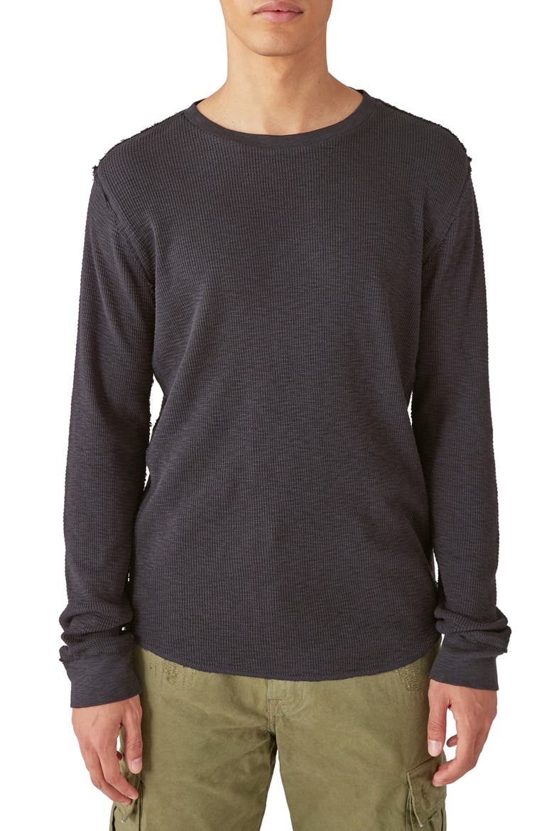 Garment Dye Thermal Cotton Top, Main, color, JET BLACK