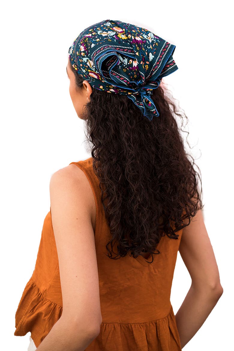 Paisley Floral Bandana, Alternate, color, TEAL