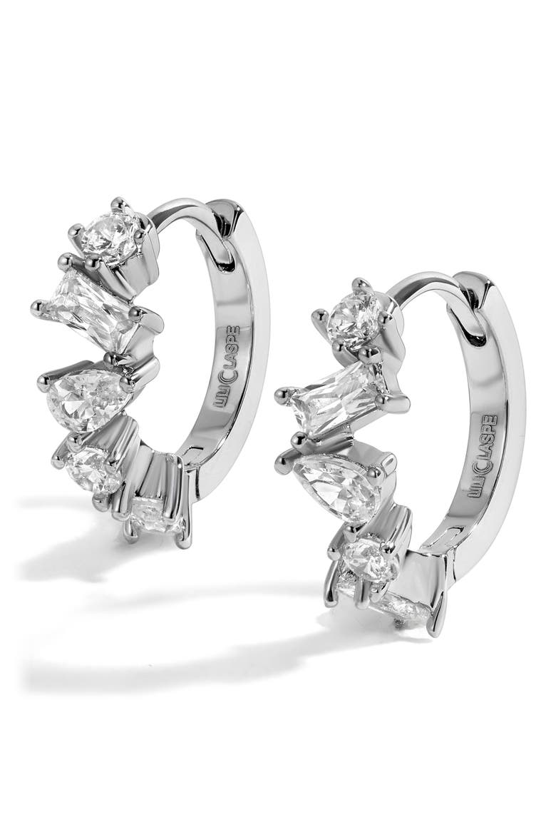Mavis Huggie Hoop Earrings, Main, color, SILVER