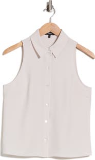 Theory Sleeveless Shirt with Spread Collar