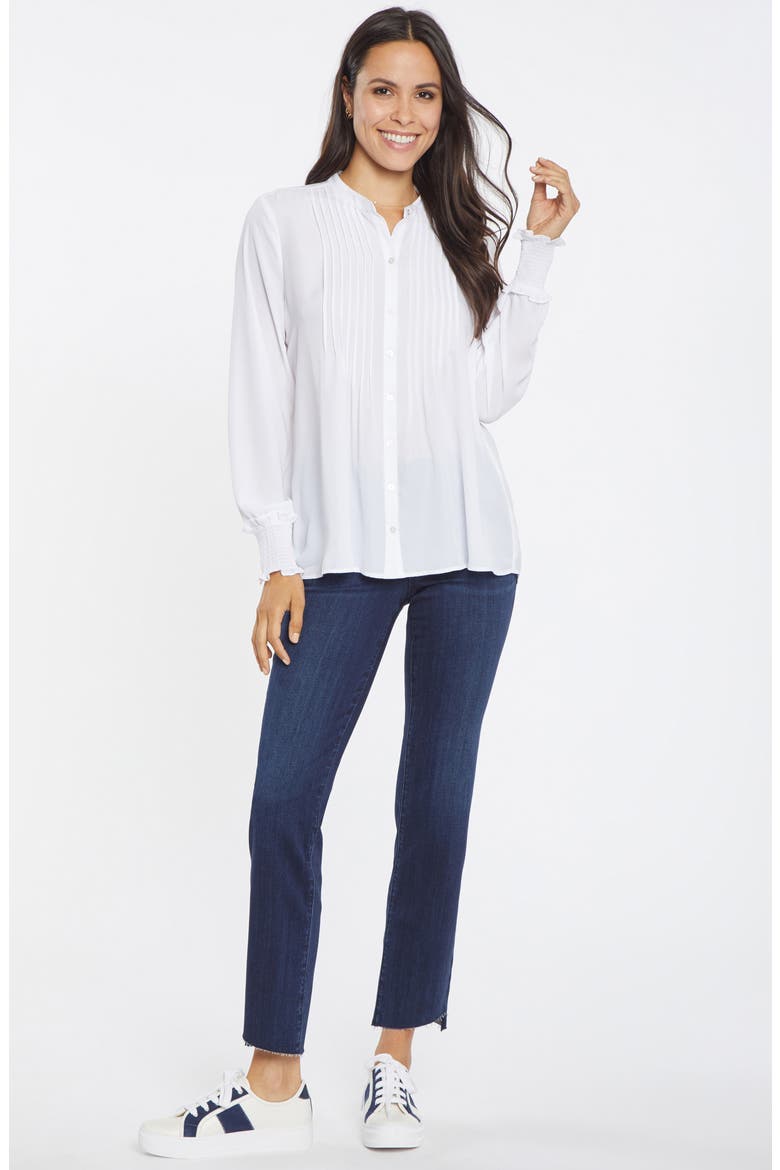 Pleated Peasant Blouse, Alternate, color, OPTIC WHITE