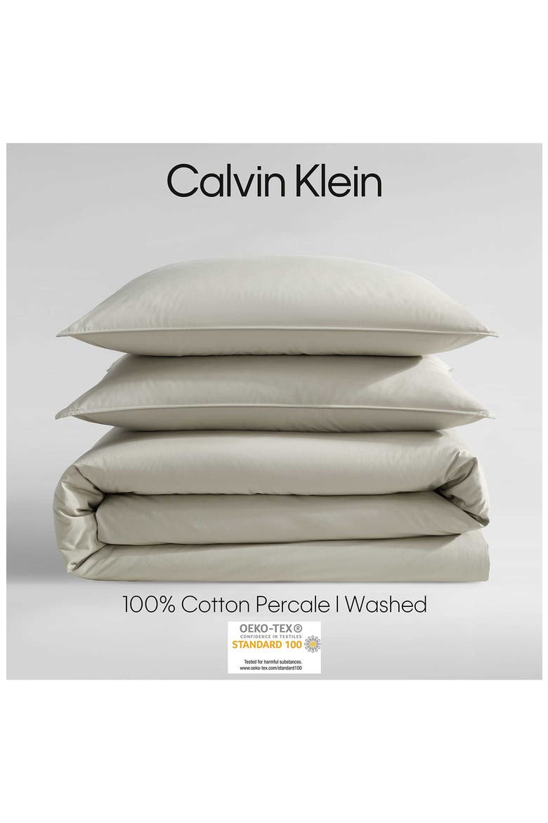 Washed Percale Duvet Cover & Sham Set, Alternate, color, ABSINTHE GREEN