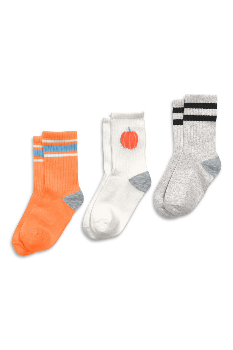 Kids Athletic Sock 3-Pack In Halloween Mix, Alternate, color, Pumpkin Mix