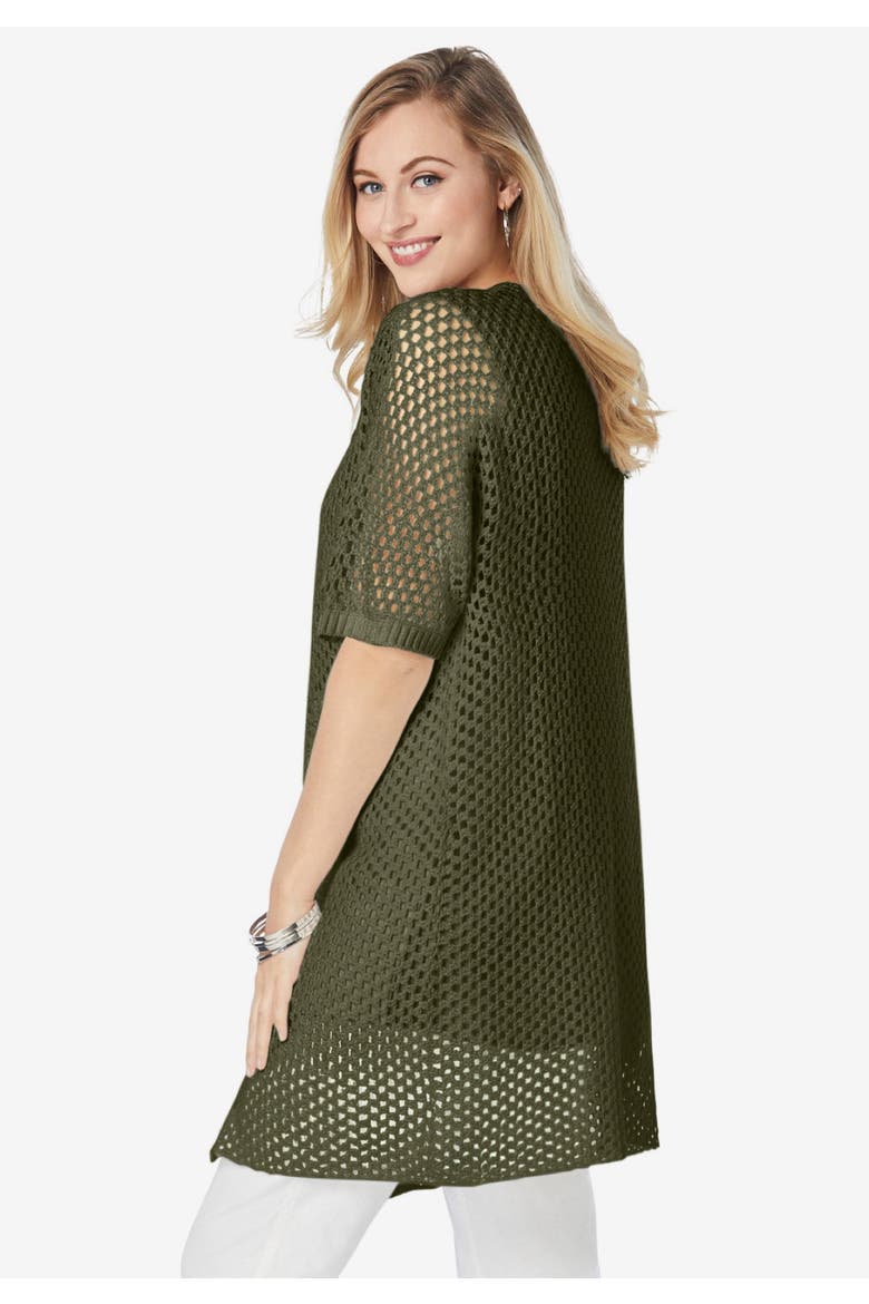 Crochet Long Cardigan, Alternate, color, NEW KHAKI