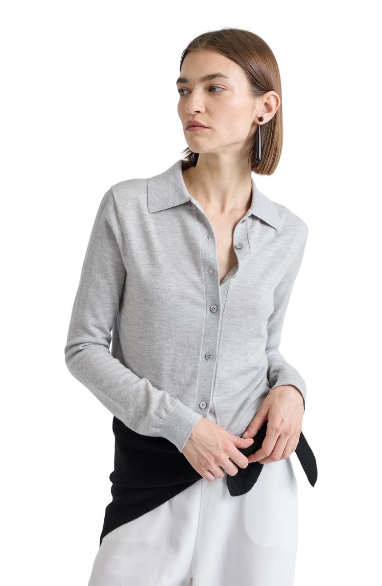 Almina Concept Button Up Knit Top, Alternate, color, Grey