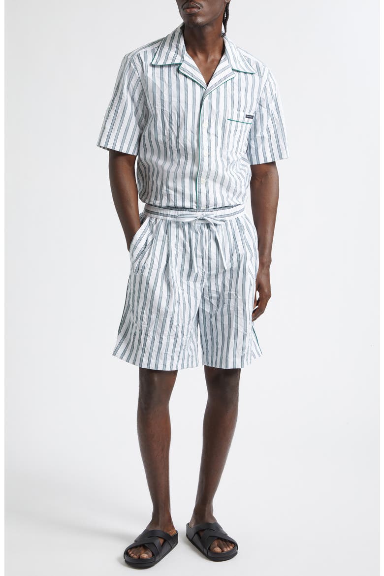 Stripe Crinkled Cotton & Silk Blend Poplin Camp Shirt, Alternate, color, S8051 RIGATO