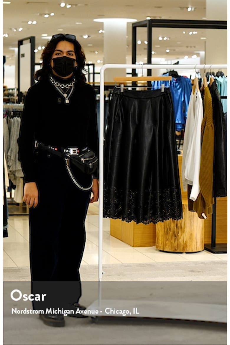 Neil Pointelle Hem Faux Leather Skirt video