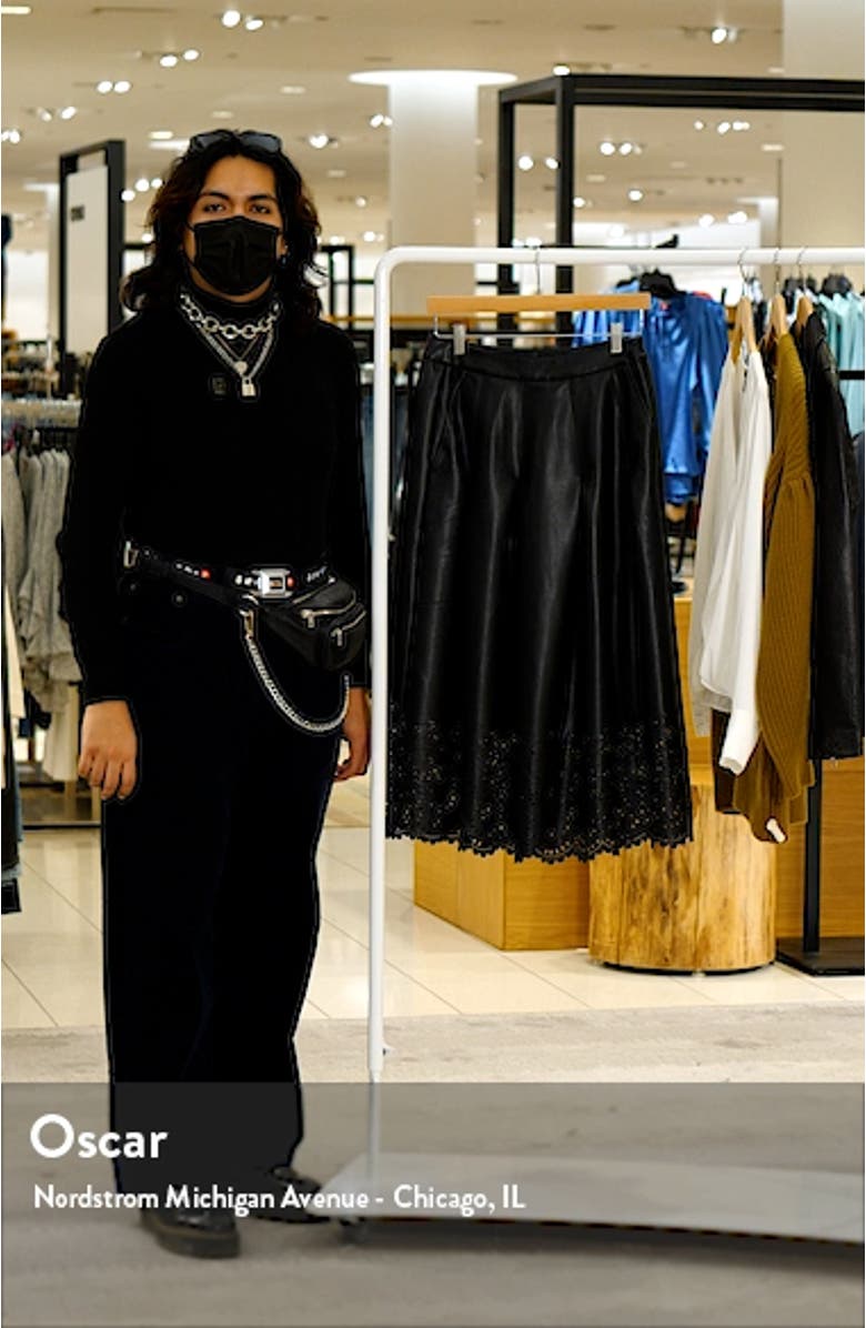 Neil Pointelle Hem Faux Leather Skirt, sales video thumbnail