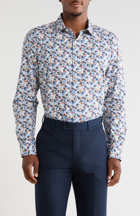 Julian Comfort Stretch Floral Button-Up Shirt